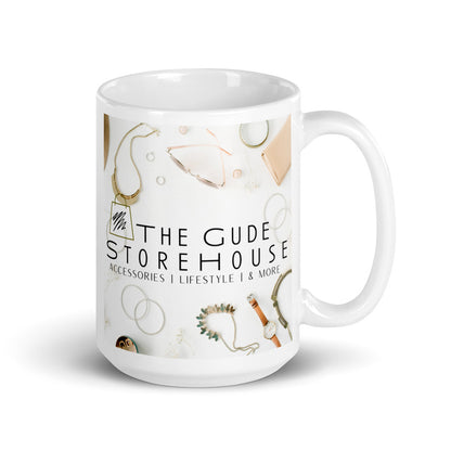 The Gude StoreHouse | Merch | White glossy mug- Left Side Handle